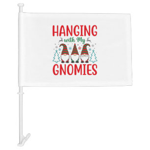 Hanging With My Gnomies Christmas Gnome Car Flag