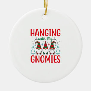 Hanging With My Gnomies Christmas Gnome Ceramic Ornament
