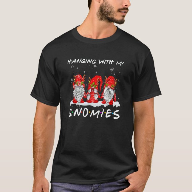 Hanging With My Gnomies Christmas Pajamas Gnome Fr T-Shirt (Front)
