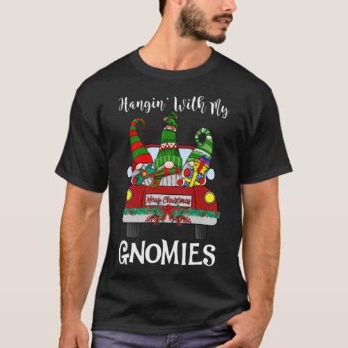 Hanging With My Gnomies Christmas Santa Gnome Red  T_Shirt