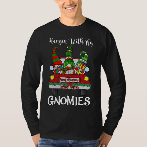 Hanging With My Gnomies Christmas Santa Gnome Red  T_Shirt