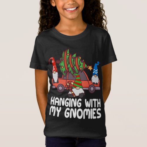 Hanging With My Gnomies Christmas Santa Gnome Red  T_Shirt