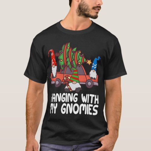 Hanging With My Gnomies Christmas Santa Gnome Red  T_Shirt