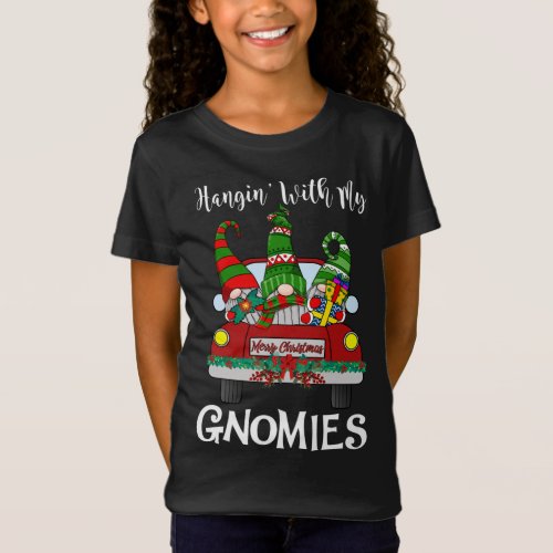 Hanging With My Gnomies Christmas Santa Gnome Red  T_Shirt