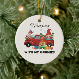 Hanging With My Gnomies – Cute Christmas Ceramic Ornament