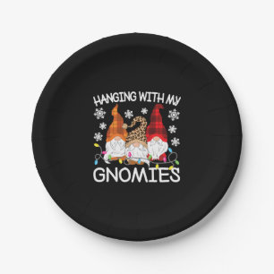 Hanging With My Gnomies Funny Christmas Gnome Xmas Paper Plates
