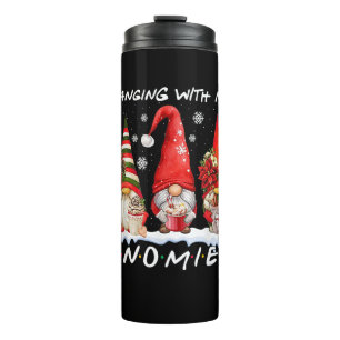 Hanging With My Gnomies Funny Christmas Gnome Xmas Thermal Tumbler
