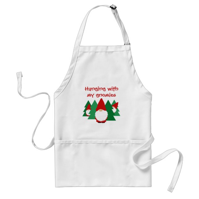Hanging with my gnomies funny Christmas kitchen Adult Apron (Front)