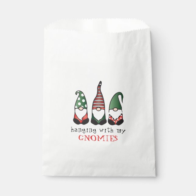 Hanging With My Gnomies Funny Christmas Saying Favor Bag (Front)