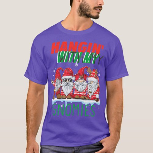 Hanging With My Gnomies Funny Four red Gnomes Sant T_Shirt
