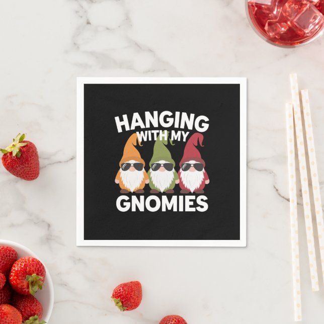 Hanging With My Gnomies Funny Garden Gnome Napkins (Insitu)