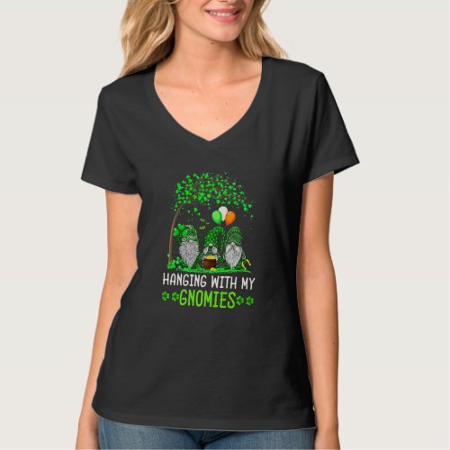 Hanging With My Gnomies Green Plaid Gnomes St Patr T_Shirt