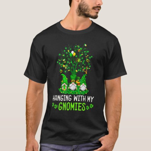 Hanging With My Gnomies Green Plaid Gnomes St Patr T_Shirt
