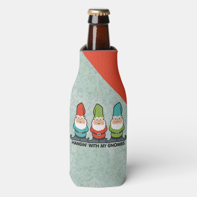 Hanging With My Gnomies Homies Bottle Cooler (Bottle Front)