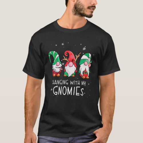 Hanging With My Gnomies Pajama Christmas Gnome T_Shirt