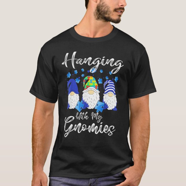 Hanging With My Gnomies Puzzle Autism Awareness Ou T-Shirt (Front)