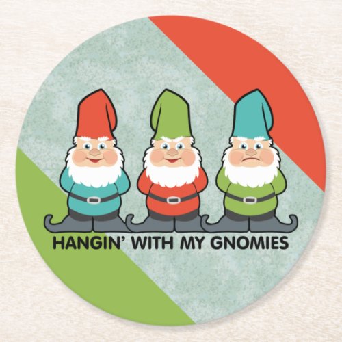 Hanging With My Gnomies Round Paper Coaster