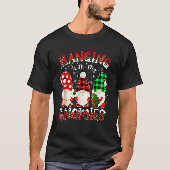 Hanging With My Gnomies Santa Gnome Christmas Paja T-Shirt (Front)