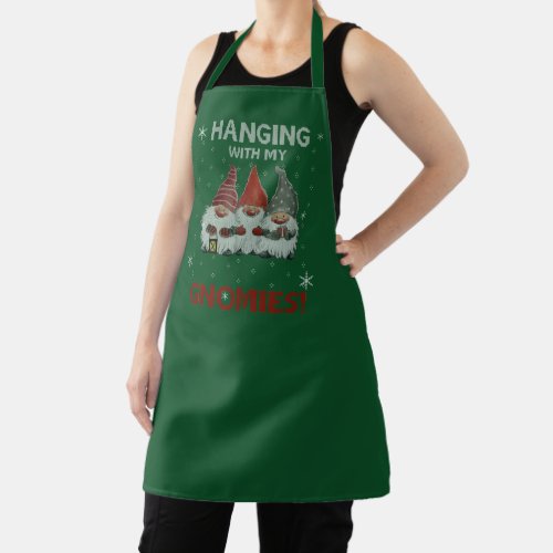 Hanging with my gnomies ugly sweater apron