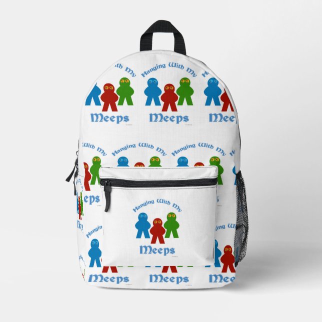 Hanging With My Meeps Game Slogan Printed Backpack (Front)