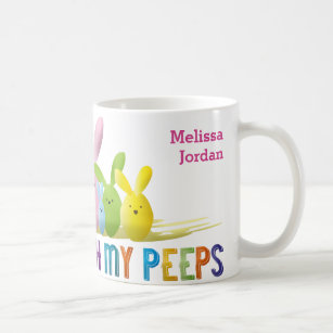 Hanging With My Peeps Cute Colorful Bunny Rabbits Coffee Mug