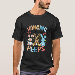 Hanging With My Peeps Rabbit Easter Day Leopard  T-Shirt