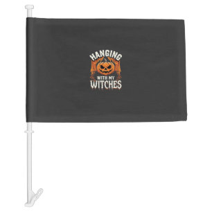 Hanging With My Witches Halloween Pumpkin Car Flag