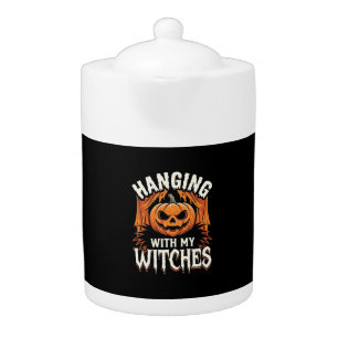 Hanging With My Witches Halloween Pumpkin Teapot