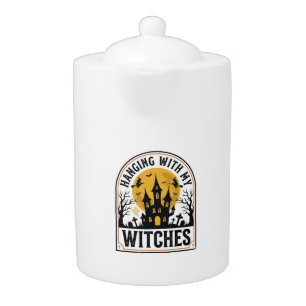 Hanging With My Witches Vintage Halloween Design_1 Teapot