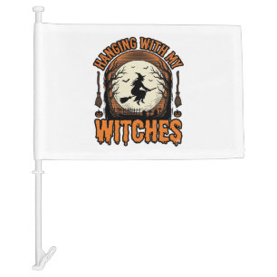 Hanging With My Witches Vintage Halloween Shirt De Car Flag