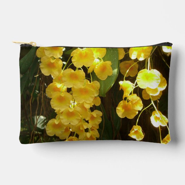 Hanging Yellow Orchids Tropical Flowers Accessory Pouch (Front)