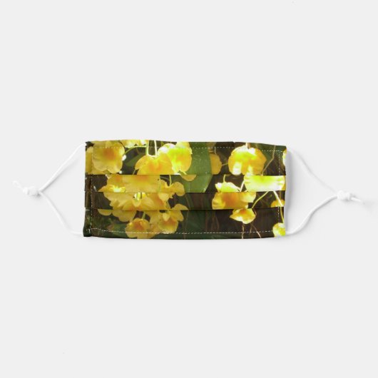 Hanging Yellow Orchids Tropical Flowers Adult Cloth Face Mask (Front, Folded)
