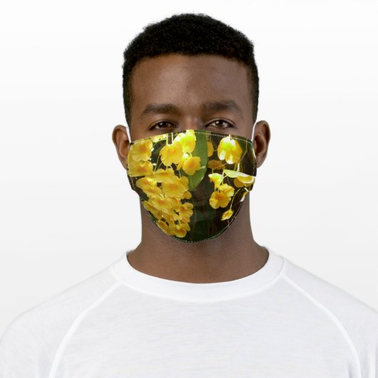 Hanging Yellow Orchids Tropical Flowers Adult Cloth Face Mask (Worn)