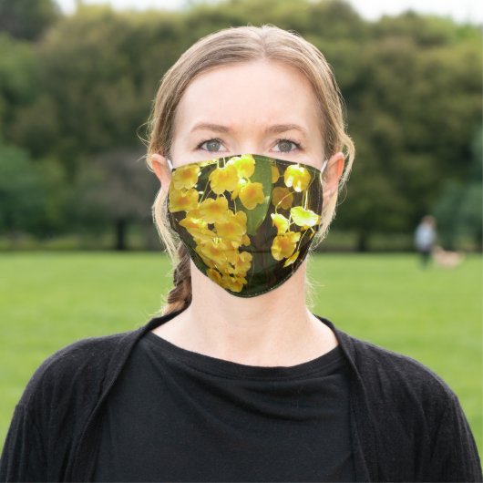 Hanging Yellow Orchids Tropical Flowers Adult Cloth Face Mask (Outside)