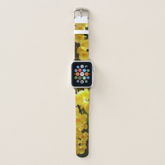 Hanging Yellow Orchids Tropical Flowers Apple Watch Band (Front)