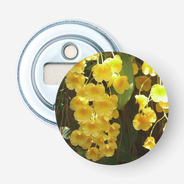 Hanging Yellow Orchids Tropical Flowers Bottle Opener (Front)