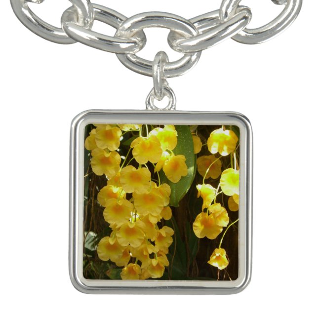 Hanging Yellow Orchids Tropical Flowers Bracelet (Design)