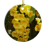 Hanging Yellow Orchids Tropical Flowers Ceramic Ornament