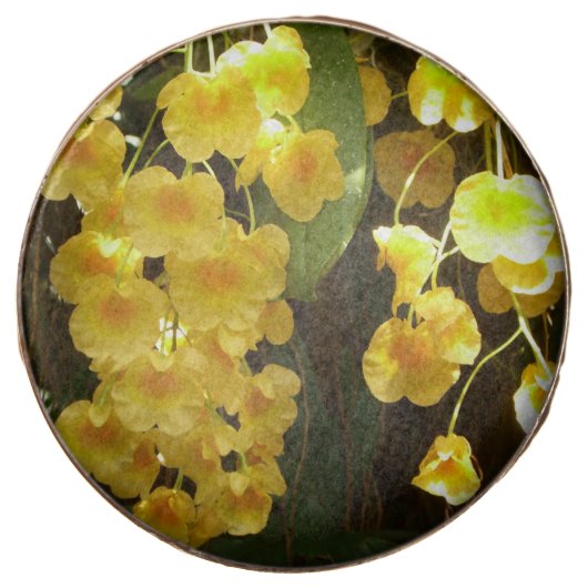 Hanging Yellow Orchids Tropical Flowers Chocolate Covered Oreo (Front)