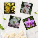 Hanging Yellow Orchids Tropical Flowers Coaster Set