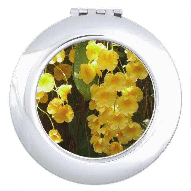 Hanging Yellow Orchids Tropical Flowers Compact Mirror (Front)