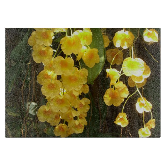 Hanging Yellow Orchids Tropical Flowers Cutting Board (Front)
