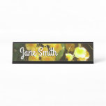 Hanging Yellow Orchids Tropical Flowers Desk Name Plate