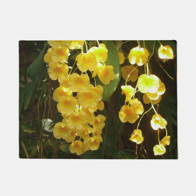 Hanging Yellow Orchids Tropical Flowers Doormat (Front)
