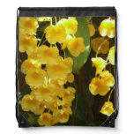Hanging Yellow Orchids Tropical Flowers Drawstring Bag