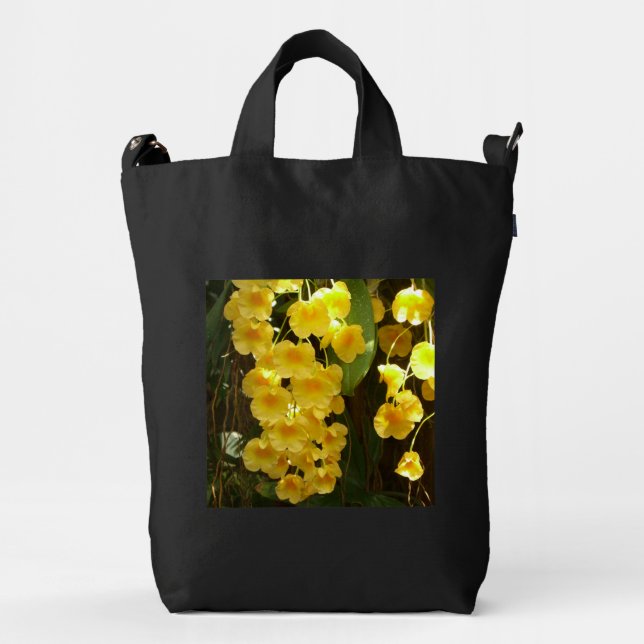 Hanging Yellow Orchids Tropical Flowers Duck Bag (Front)