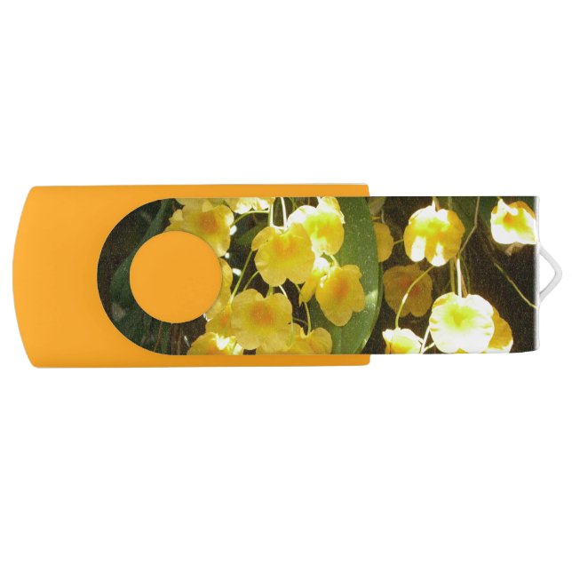 Hanging Yellow Orchids Tropical Flowers Flash Drive (Front)