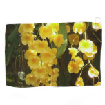 Hanging Yellow Orchids Tropical Flowers Golf Towel