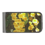 Hanging Yellow Orchids Tropical Flowers Gunmetal Finish Money Clip