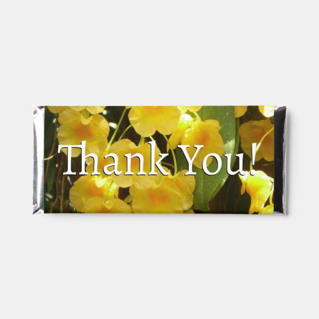Hanging Yellow Orchids Tropical Flowers Hershey Bar Favors (Front)